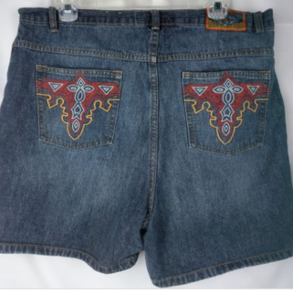 Embroidered Pocket Jean Shorts by Paris Angel High Waist - Picture 1 of 6